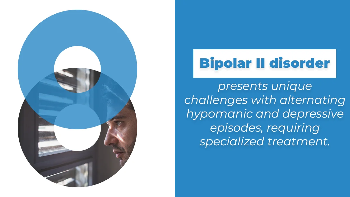 Bipolar II disorder presents unique challenges with alternating hypomanic and depressive episodes, requiring specialized treatment.